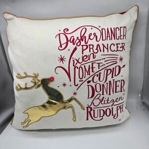 Santa's Reindeer Large 16" Throw Pillow Christmas Decor